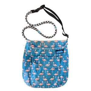 KAVU Rope Bag Cotton Canvas Crossbody with Flamingo Pattern